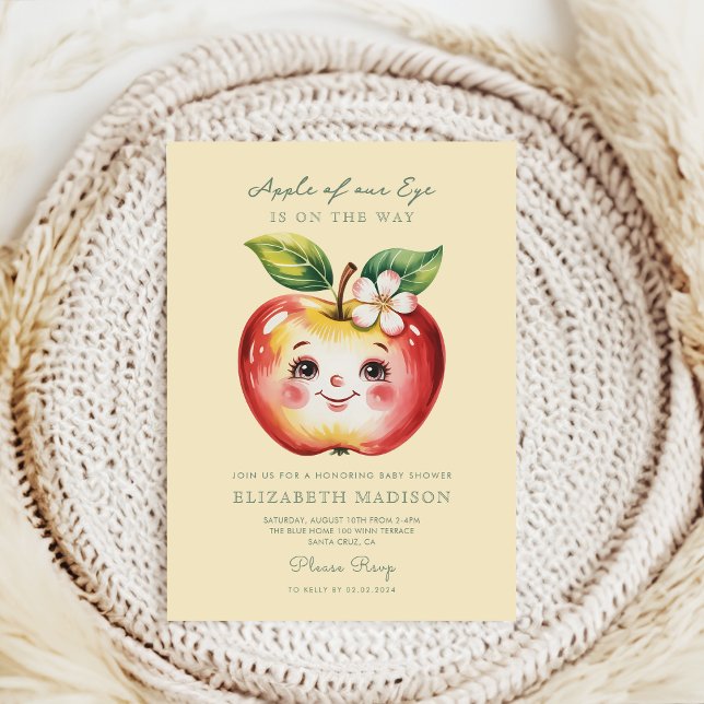 cute Apple Of Our Eye Baby Shower Invitation (Creator Uploaded)
