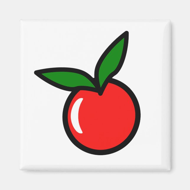 Cute Apple or Cherry, Fun Kitchen Fruit Cartoon Magnet (Front)