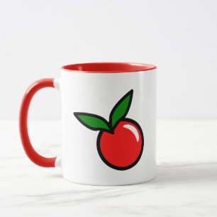 Cute Apple or Cherry, Fun Kitchen Fruit Cartoon Mug