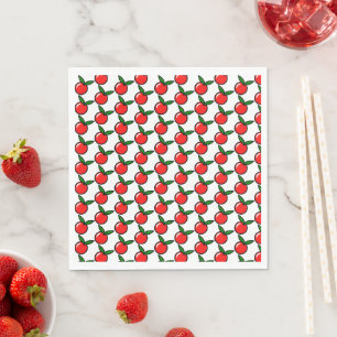Cute Apple or Cherry, Fun Kitchen Fruit Cartoon Napkin