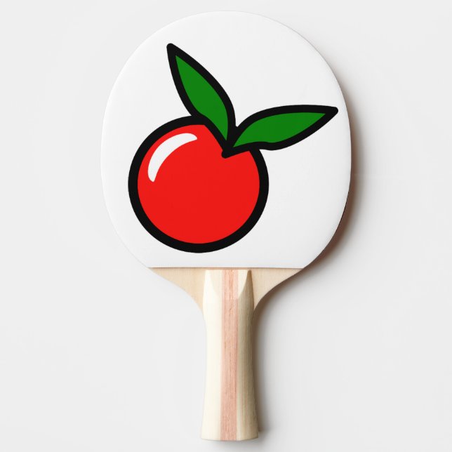 Cute Apple or Cherry, Fun Kitchen Fruit Cartoon Ping Pong Paddle (Front)