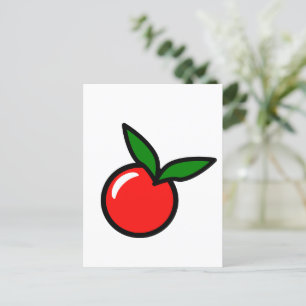 Cute Apple or Cherry, Fun Kitchen Fruit Cartoon Postcard