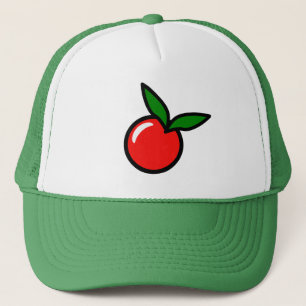 Cute Apple or Cherry, Fun Kitchen Fruit Cartoon Trucker Hat