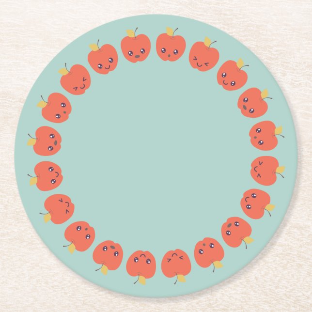 Cute Apple Paper Coasters (Front)