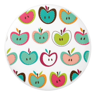 Cute apple pattern ceramic knob