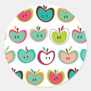 Cute apple pattern classic round sticker