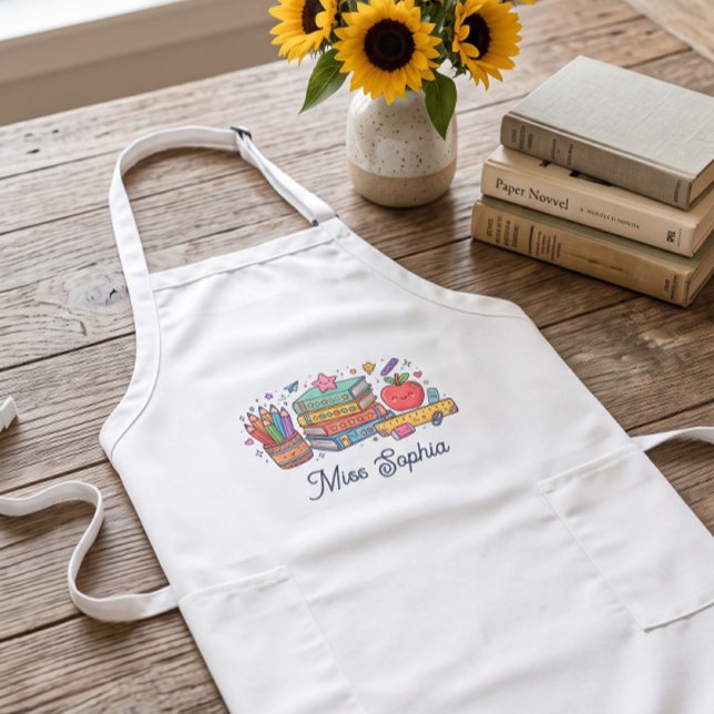 Cute Apple Teacher Appreciation Personalised Name  Long Apron (Creator Uploaded)