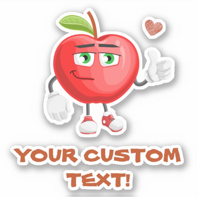 Cute Apple Thumbs Up Custom Text (Front)