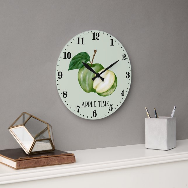 Cute apple time fruit kitchen large clock (Office)
