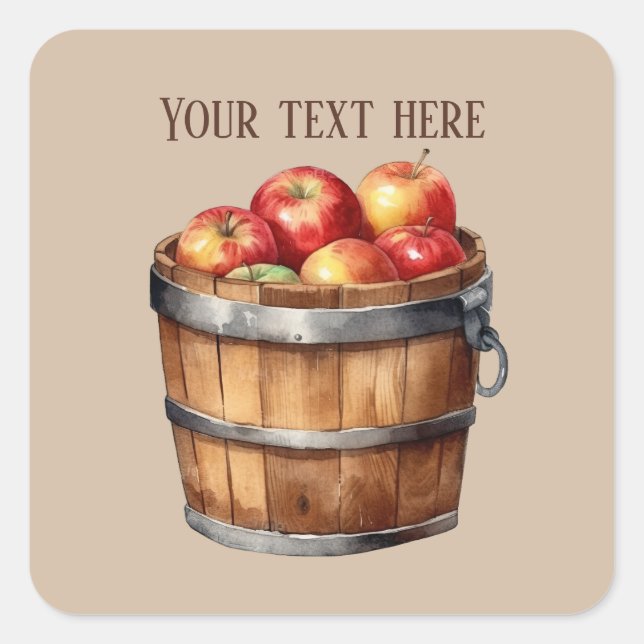 Cute apple vendors add text  square sticker (Front)