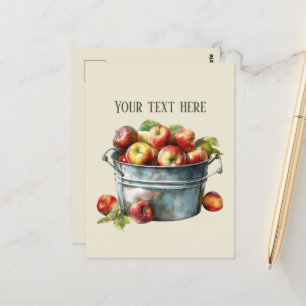 Cute apple vendors fruit lovers orchards add text postcard