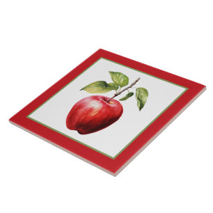 Cute apple watercolor kitchen  ceramic tile