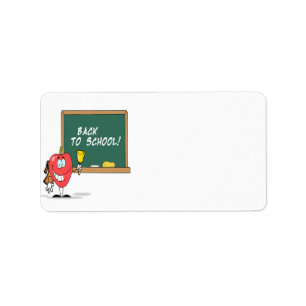 cute apple with back to school chalkboard cartoon label