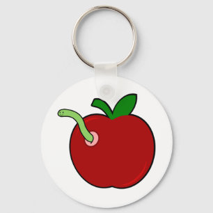 Cute Apple with Worm Key Ring