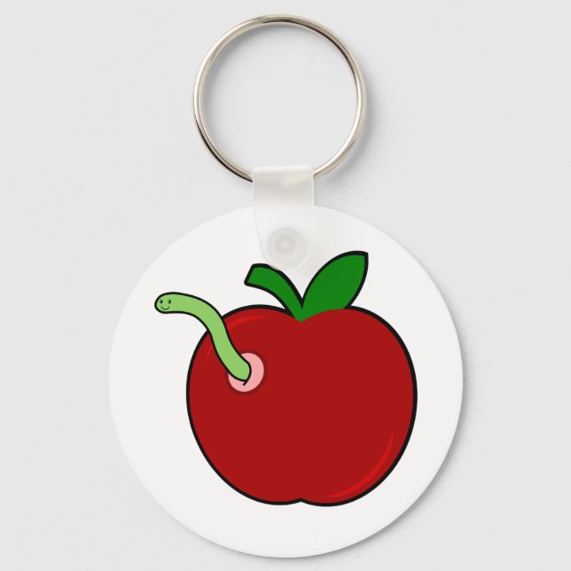 Cute Apple with Worm Key Ring (Front)