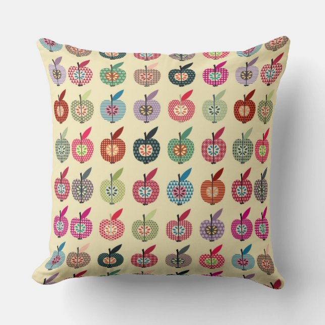 Cute Apples in Retro Style Cushion (Front)