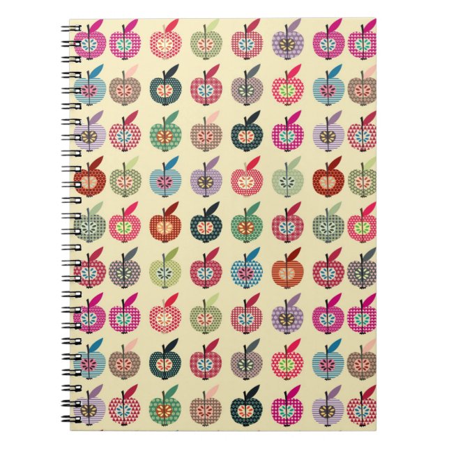 Cute Apples in Retro Style Notebook (Front)