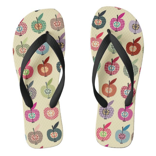 Cute Apples in Retro Style Thongs (Footbed)