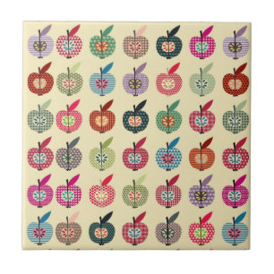 Cute Apples in Retro Style Tile