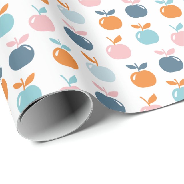 Cute Apples on white Wrapping Paper (Roll Corner)