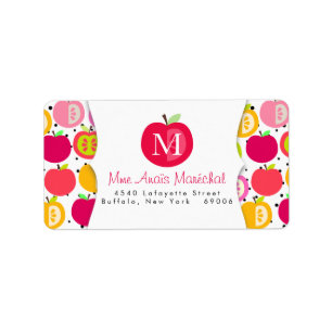 Cute Apples Pattern Teachers Kids Personalised Label