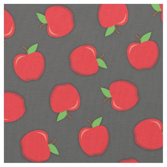 Cute Apples School Supplies Teacher Fabric (Close Up)