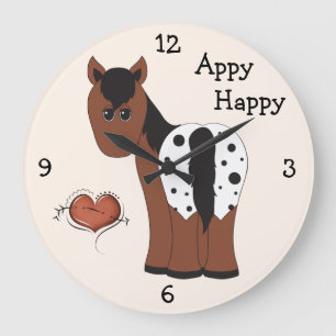 Cute Appy Happy Blanket Appaloosa Horse Large Clock