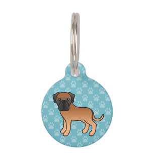 Cute Apricot Old English Mastiff And Custom Info Pet Tag