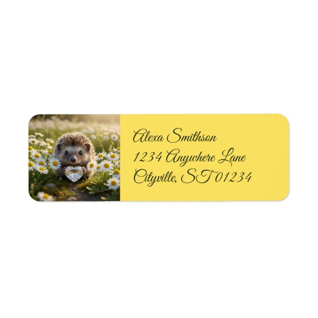 Cute April Hedgehog with Diamond Heart Return Address Label (Front)