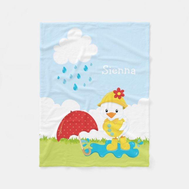 Cute April Showers Fleece Blanket (Front)
