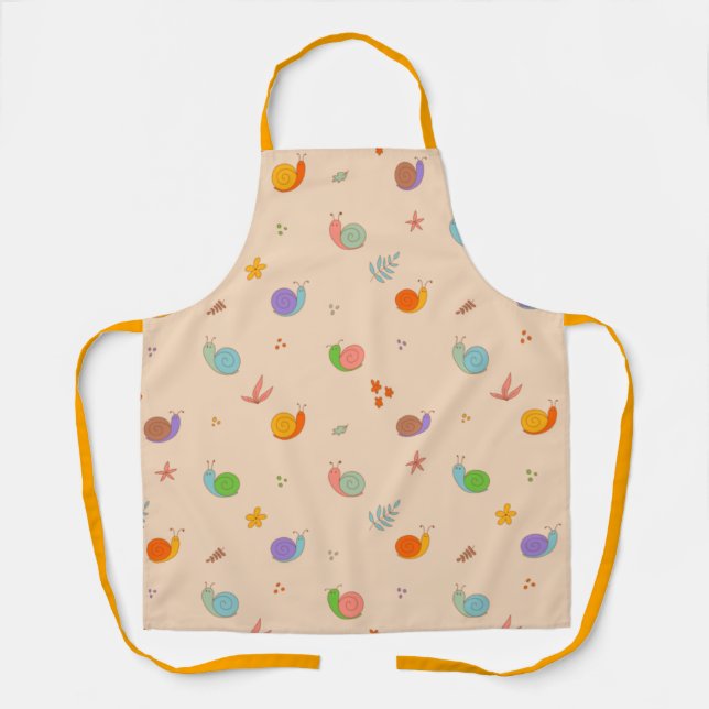 Cute apron with snails and flowers (Front)