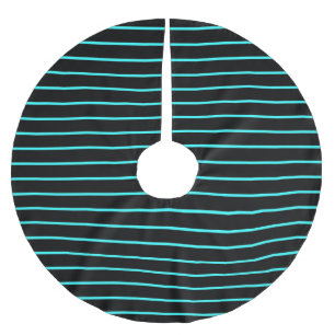 Cute aqua black stripes brushed polyester tree skirt
