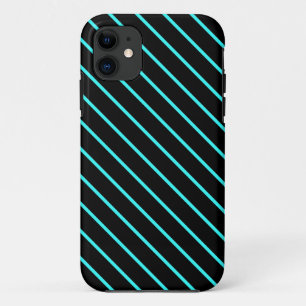 Cute aqua black stripes iPhone 11 case