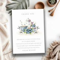 Cute Aqua Blue Floral Teapot Crups Bridal Shower