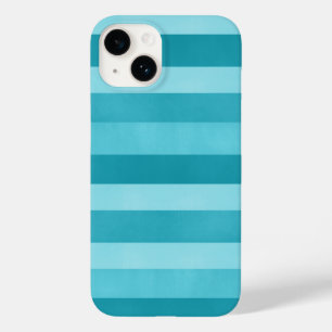 Cute Aqua Blue Textured Stripes Pattern Case-Mate iPhone 14 Case