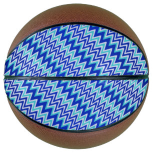 Cute aqua blue zigzag stripes basketball