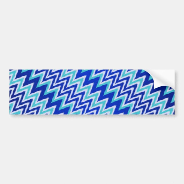 Cute aqua blue zigzag stripes bumper sticker (Front)