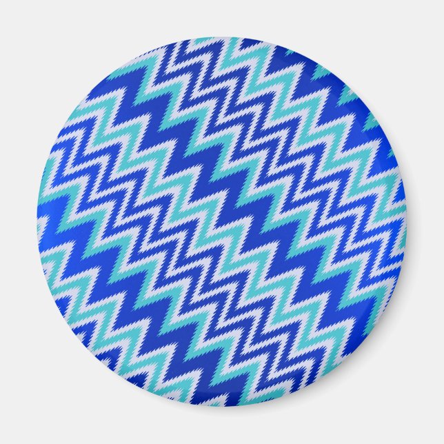 Cute aqua blue zigzag stripes iPhone wallet case Magnet (Front)