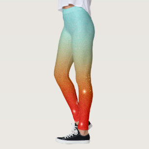 Cute Aqua Graduating to Red/Orange >Girly Leggings