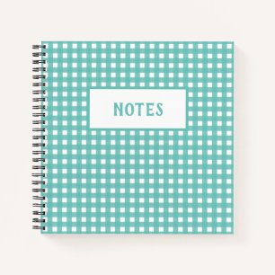 Cute Aqua Green and White Plaid Everyday Notebook