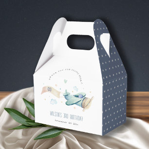 Cute Aqua Green Blue Plane Cloud Heart Birthday Favour Box