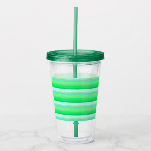 Cute aqua green stripes acrylic tumbler