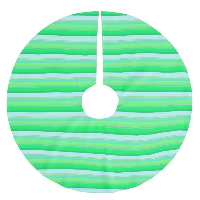 Cute aqua green stripes brushed polyester tree skirt (Front)
