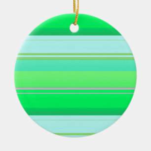 Cute aqua green stripes ceramic ornament