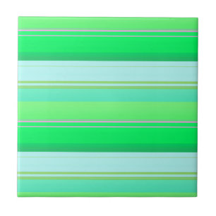 Cute aqua green stripes ceramic tile