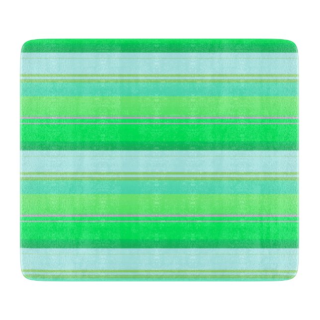 Cute aqua green stripes cutting board (Front)