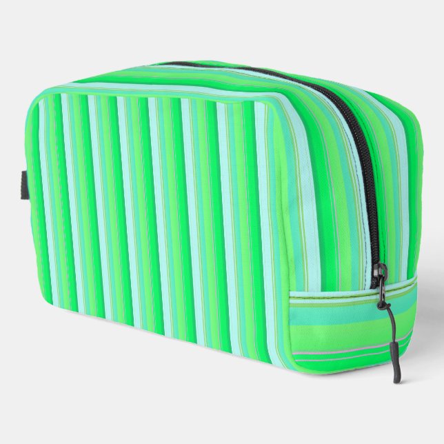 Cute aqua green stripes dopp kit (Right Corner)