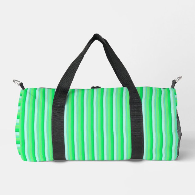 Cute aqua green stripes duffle bag (Front)