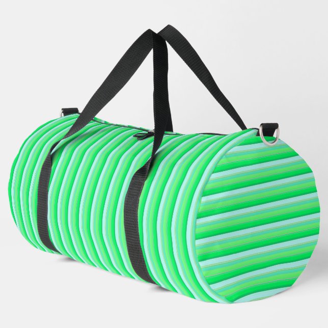 Cute aqua green stripes duffle bag (Left Corner)