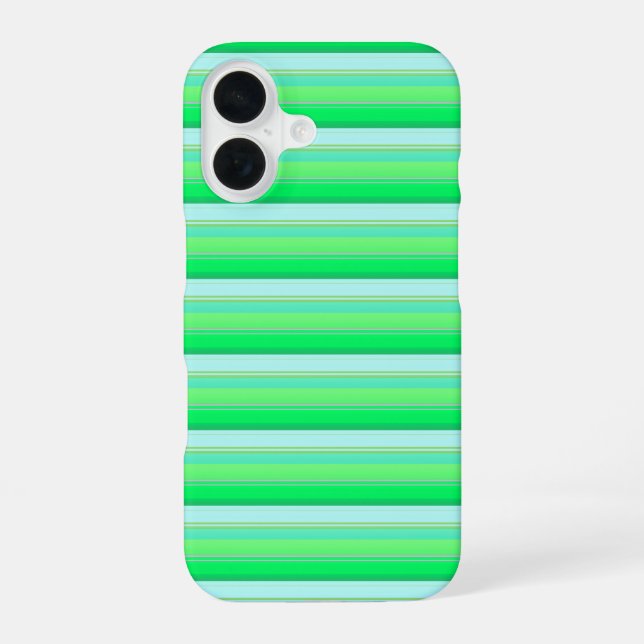 Cute aqua green stripes iPhone 16 case (Back)